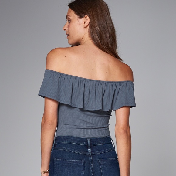 Abercrombie Ribbed Off-Shoulder Ruffle Bodysuit - Picture 2 of 5